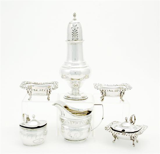 Appraisal: English sterling table objects Georgian mustard pot London dated H