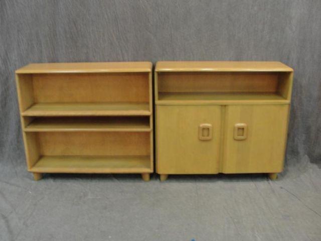 Appraisal: HEYWOOD WAKEFIELD Midcentury Cabinets open front bookcase and one with