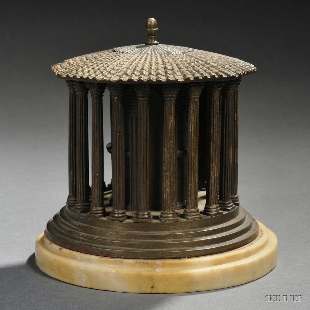 Appraisal: Grand Tour Large Bronze Inkwell Cast as the Temple of