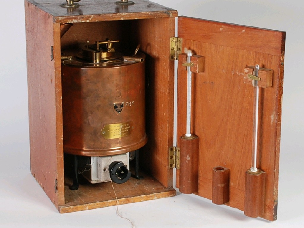 Appraisal: GEORGE VI EXPERIMENTAL COPPER PRESSURE CYLINDER with pull out electric