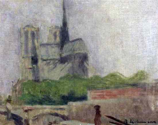 Appraisal: Liebermann oil on canvas laid on board View of Notre