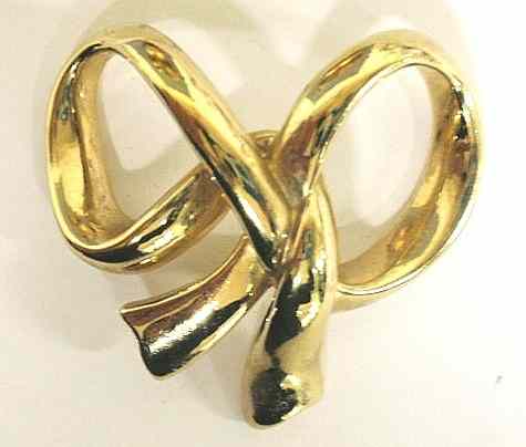 Appraisal: Ladies k gold bow shaped necklace slide mm x mm