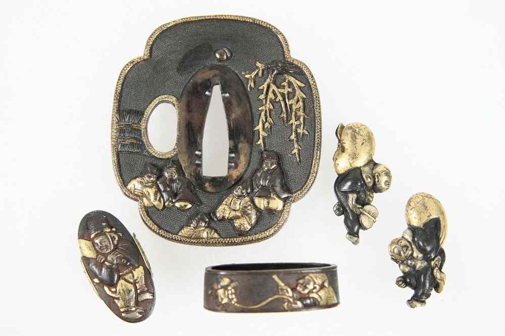 Appraisal: SET JAPANESE SWORD FITTINGS - th c or Earlier Gold