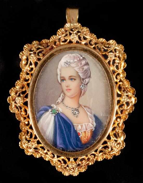 Appraisal: Continental oval portrait on ivory miniature of Marie Antoinette set