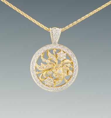 Appraisal: A Ladies' Diamond Pendant on Chain k yellow and white