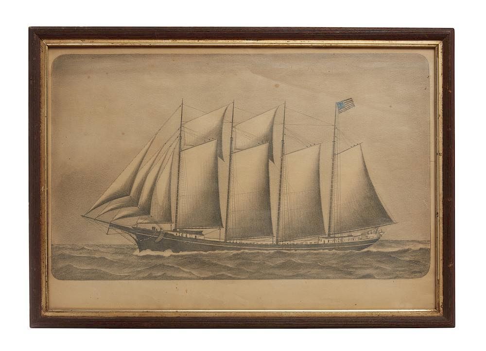 Appraisal: Fred Brown Drawing of the Schooner Occidental - Capt Martin