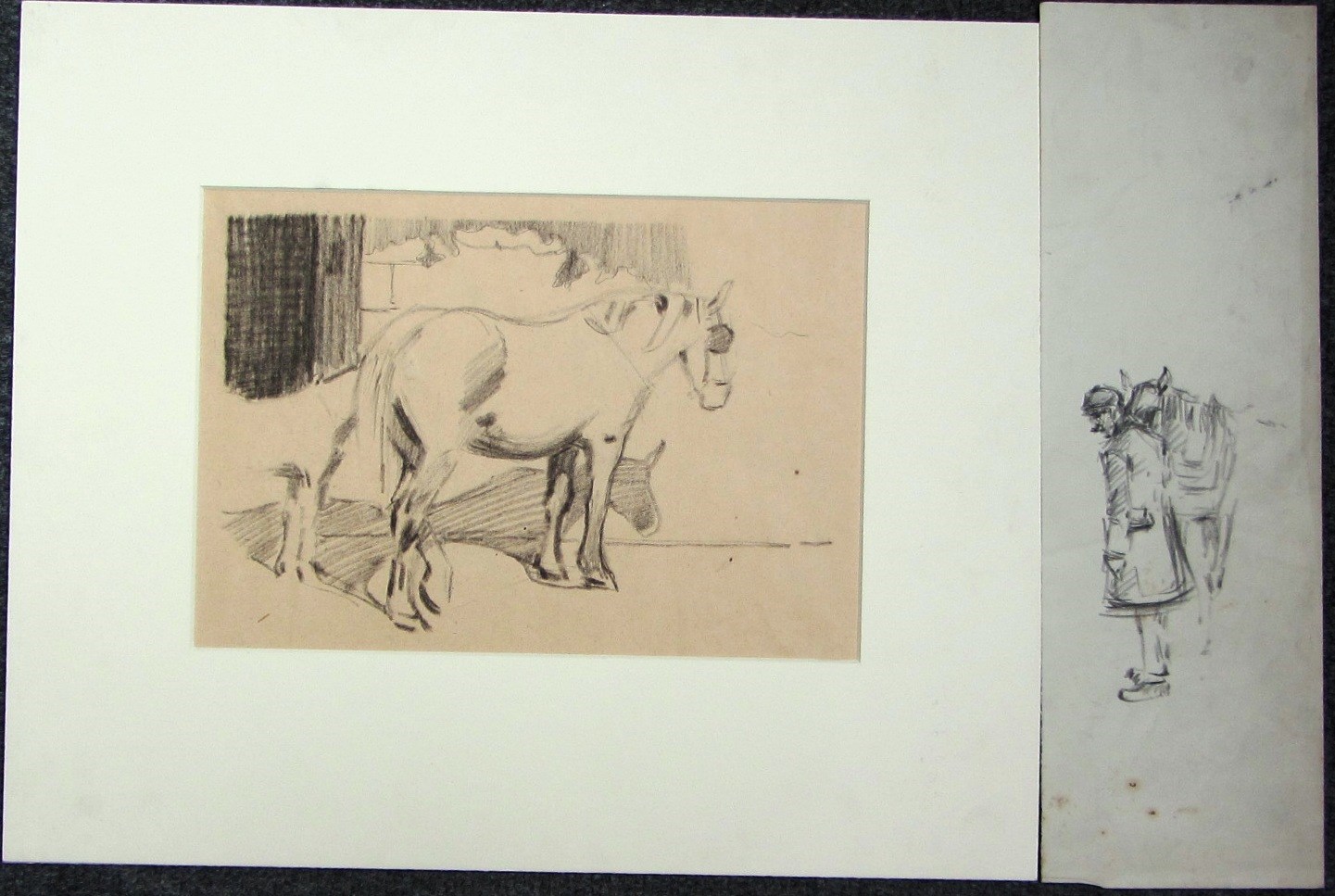 Appraisal: Robert Bevan - Mare with foal Groom two drawings both