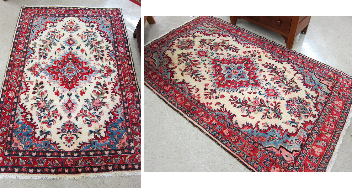 Appraisal: TWO VERY SIMILAR PERSIAN AREA RUGS Hamadan region northwestern Iran