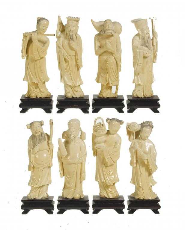 Appraisal: A SET OF CHINESE IVORY STATUETTES OF THE EIGHT DAOIST