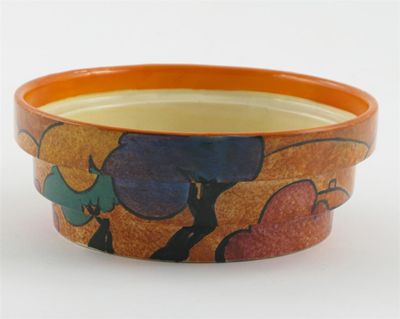 Appraisal: Cafe au Lait' a Clarice Cliff Bizarre stepped bowl painted