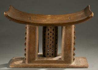 Appraisal: Asante stool with curved seat th century Asante rectangular stool