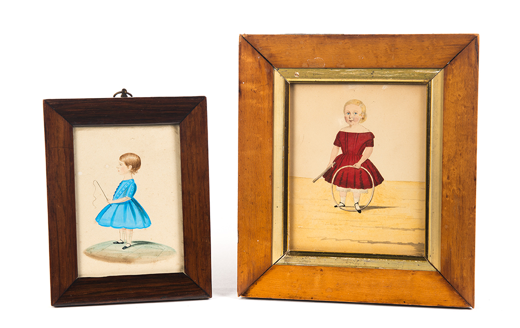 Appraisal: TWO AMERICAN MINIATURE PAINTINGS OF CHILDREN Mid th century gouache