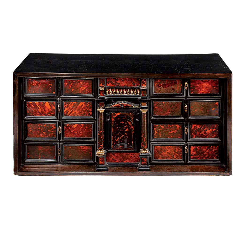 Appraisal: Continental Baroque Ebony and Tortoise Shell Veneered Cabinet th Century