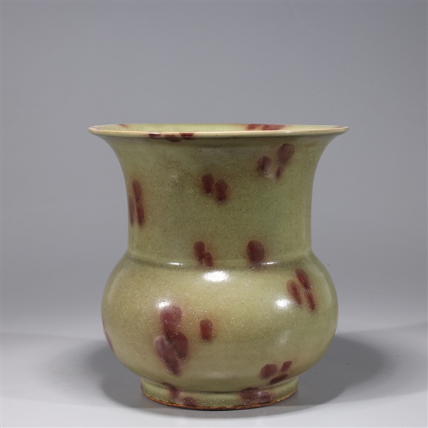 Appraisal: Chinese celadon glazed vase with brown glazed marks to body