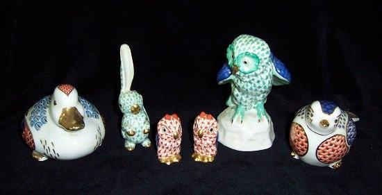 Appraisal: A pair of Herend owls cm high a Herend rabbit