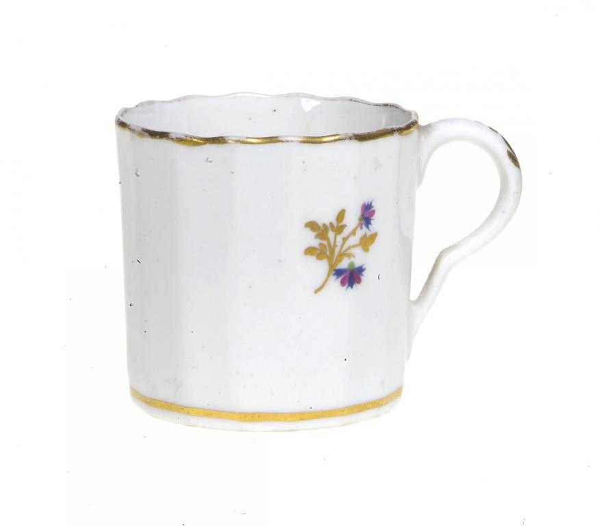 Appraisal: A PINXTON FLUTED COFFEE CAN PATTERN enamelled and gilt with