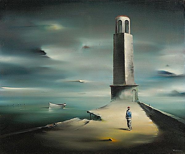 Appraisal: ROBERT WATSON AMERICAN - Lighthouseoil on canvassigned l r x