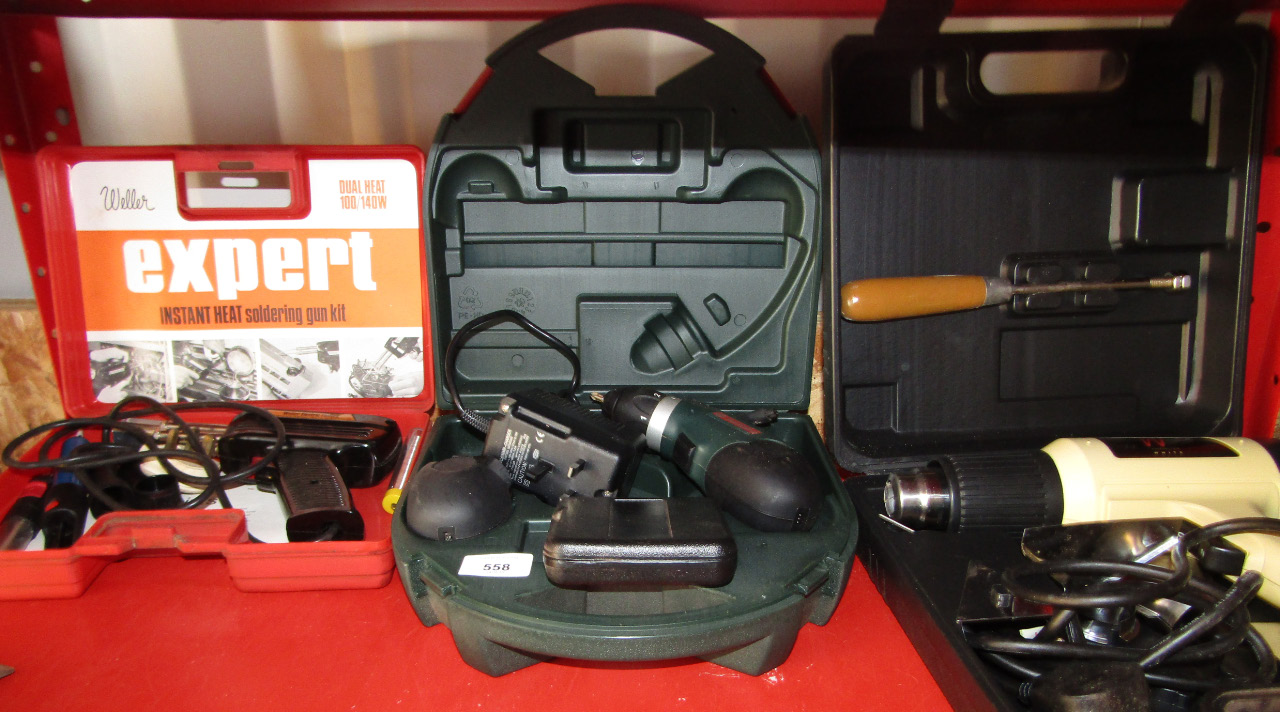 Appraisal: A Metabo Powergrip screwdriver Weller soldering gun and an Axminster