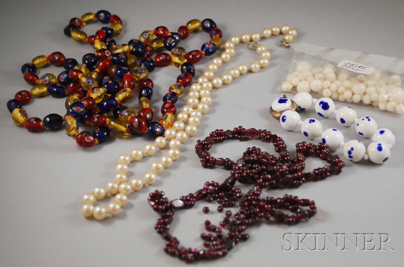 Appraisal: Small Group of Beaded Jewelry including angelskin coral garnet and