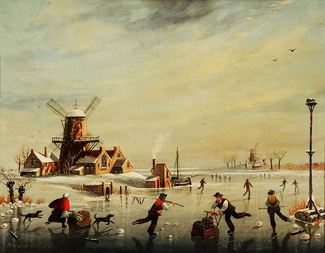 Appraisal: RICHARD TEMPLE TH TH CENTURY A Dutch frozen river landscape