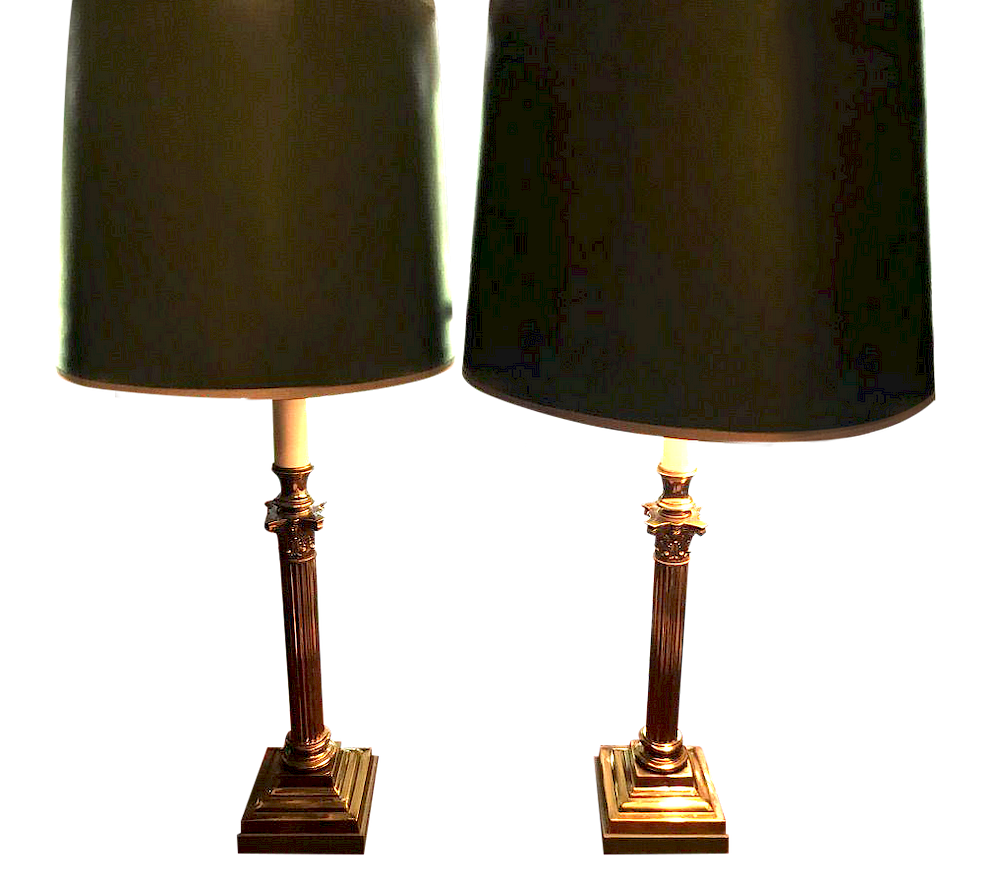 Appraisal: Brass Column Table Lamps Pair of Brass Column Table Lamps