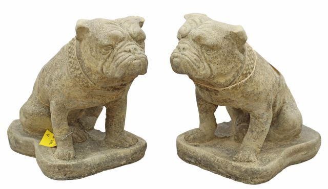 Appraisal: pair Cast stone garden figures Bulldogs thc both with studded