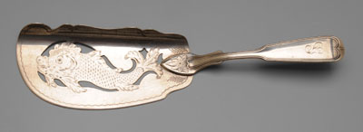 Appraisal: Coin Silver Fish Server New Orleans th century fiddle-and-thread handle