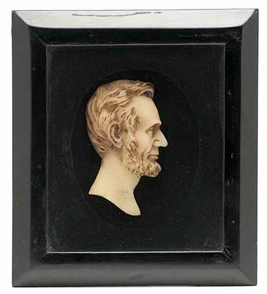 Appraisal: Abraham Lincoln Wax Profile Bust American th century a framed