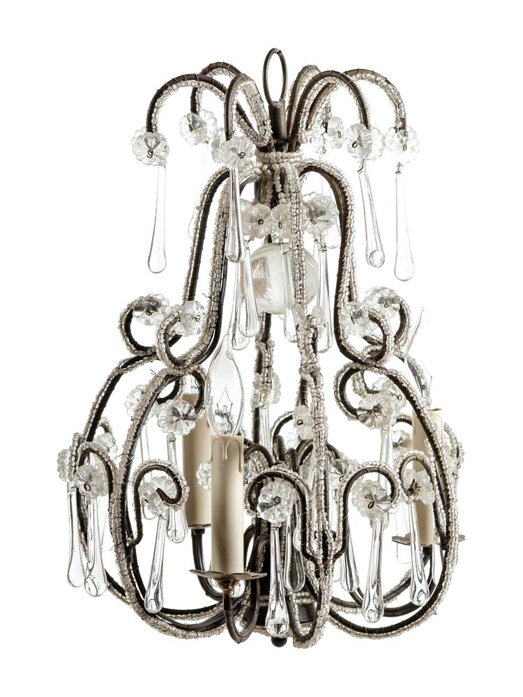 Appraisal: A French Beaded Cast Metal Chandelier in the Style of