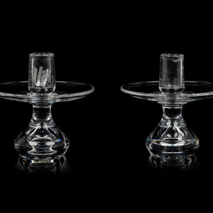 Appraisal: A Pair of Steuben Glass Candlesticks Height inches Property from