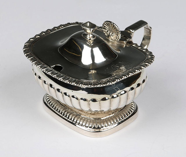 Appraisal: A GEORGE IV SILVER MUSTARD POT oval shaped with fluted