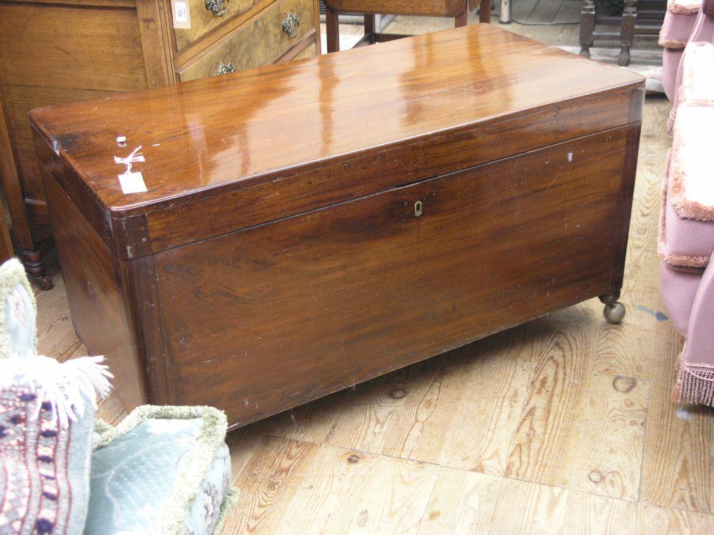 Appraisal: A th century camphorwood trunk on casters ft in