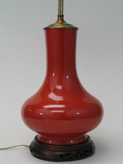 Appraisal: Coral Red Glazed Chinese Porcelain Vase Lamp Vase ht cm