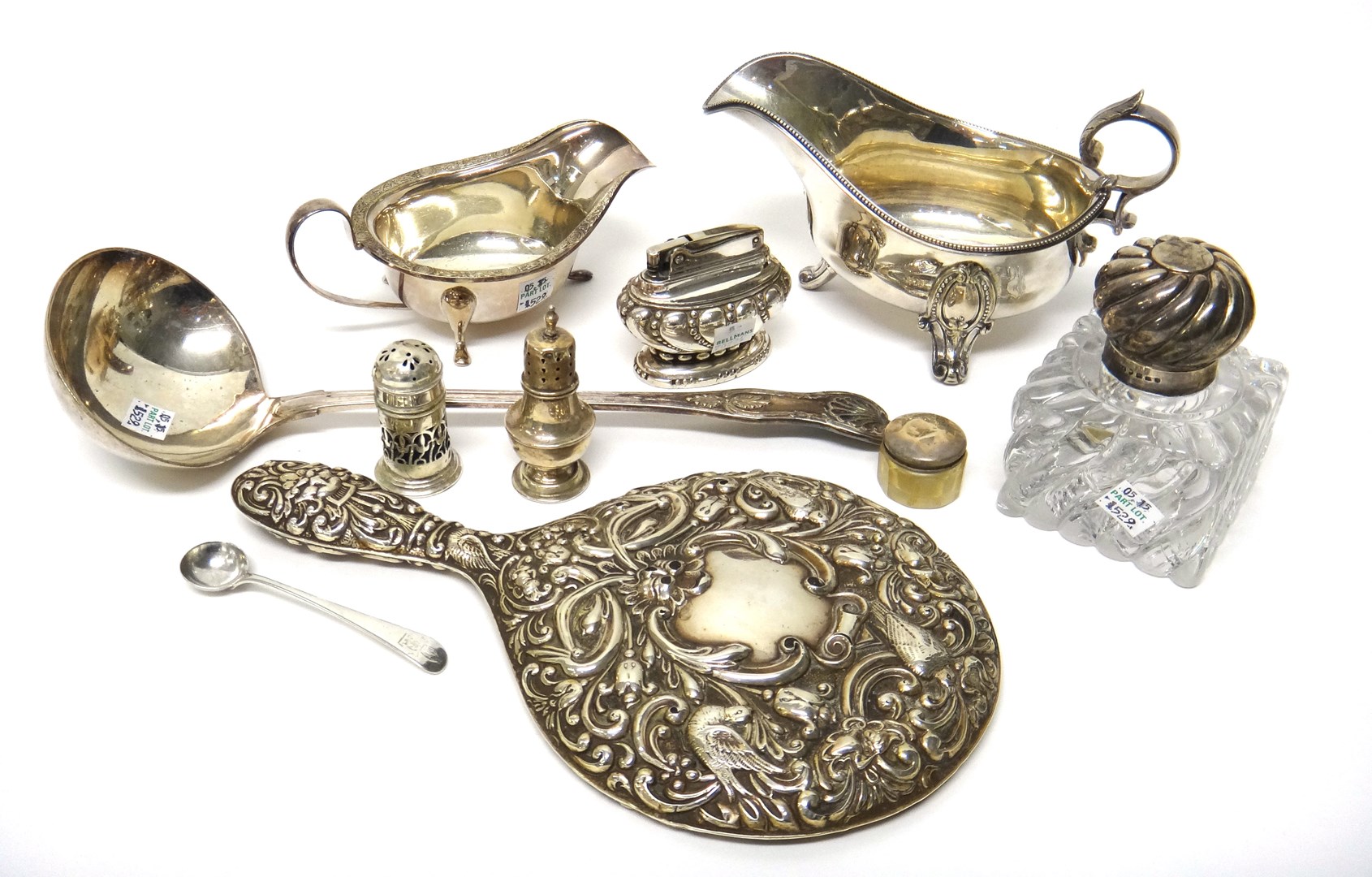 Appraisal: Silver and silver mounted wares comprising a Victorian hinge lidded