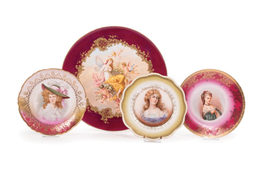 Appraisal: Three Austrian Polychrome and Gilt Porcelain Cabinet Portrait Plates variously