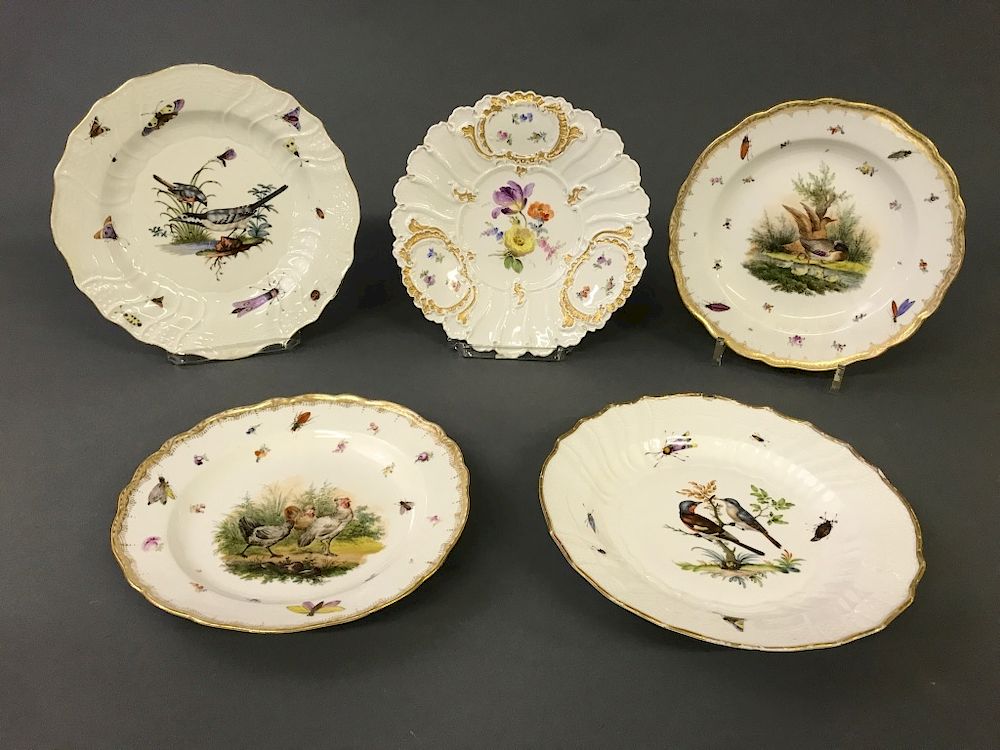 Appraisal: Two Pairs of Meissen Bird Plates with Another Two pairs