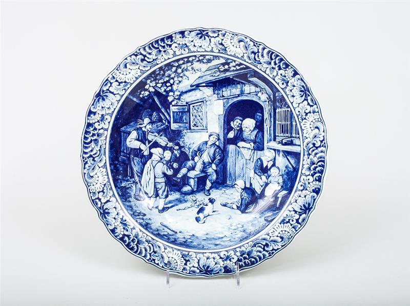 Appraisal: Dutch Delft Blue Transfer-Printed Dish Modern x in Estimate -