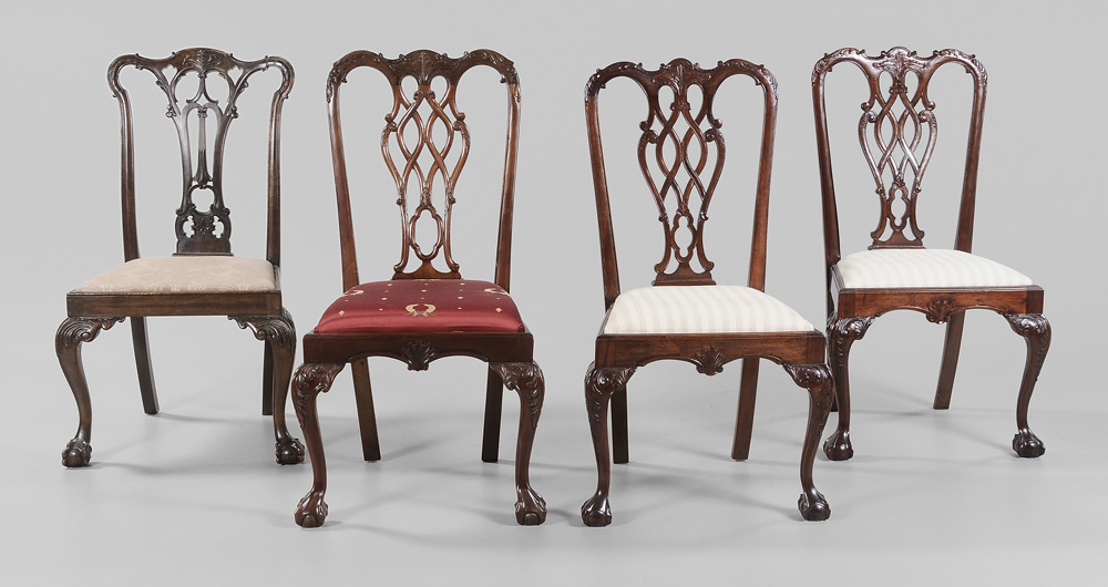 Appraisal: Four Chippendale Style Carved Mahogany Side Chairs th century comprising