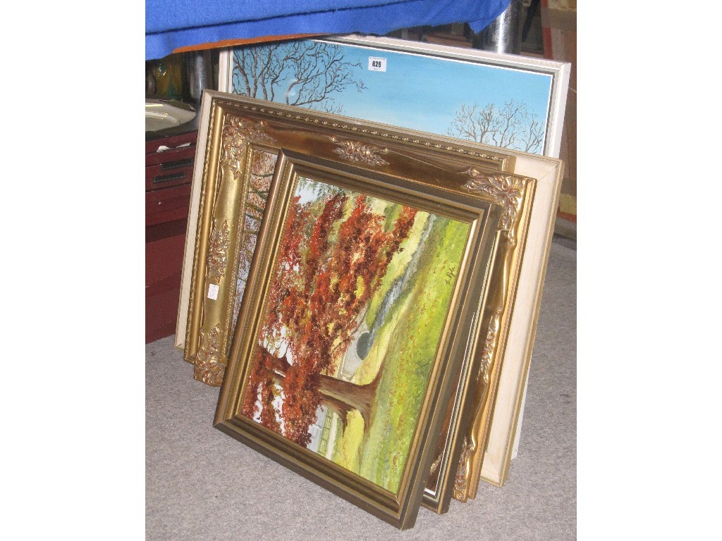 Appraisal: Lot comprising five framed oil on board landscapes and one