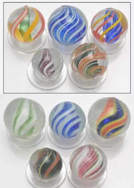 Appraisal: Lot of Jelly Core Swirl Marbles Description Includes hard-to-find jelly