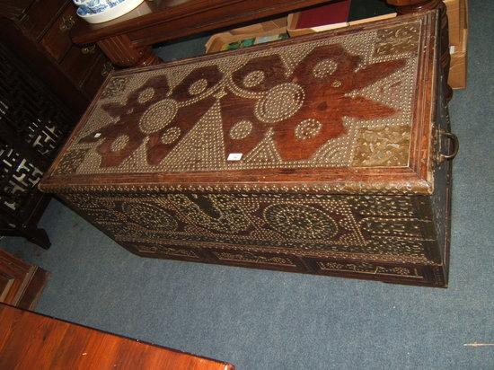 Appraisal: An early th Century Shiraz brass mounted teak Arab chest