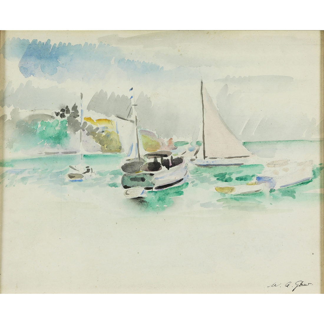 Appraisal: WATERCOLOR WILLIAM ALEXANDER GAW William Alexander Gaw American - Sailboats