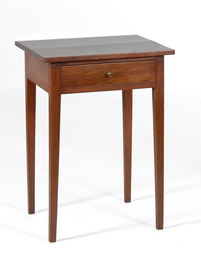 Appraisal: COUNTRY HEPPLEWHITE ONE-DRAWER STAND Circa In cherry with tapered legs