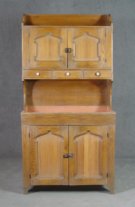 Appraisal: European Dry Sink Mid th Century Two provincial style paneled