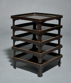 Appraisal: th C Signed Japanese Trays Stacking set of th C