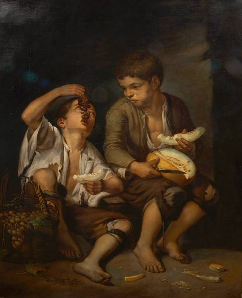 Appraisal: After Bartolom Esteban Murillo Beggar boys eating grapes and melon