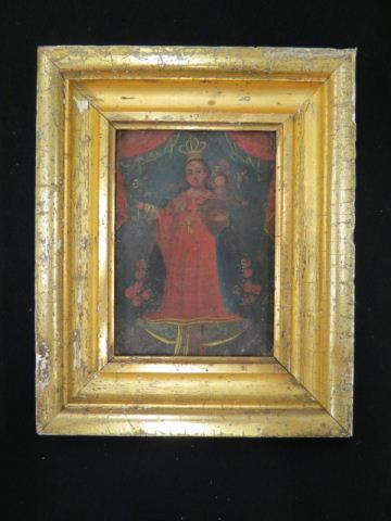 Appraisal: Retablo Tin Icon madonna child image area x early