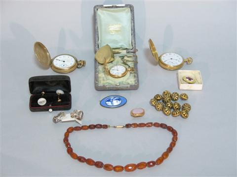 Appraisal: GROUP OF JEWELRY Comprising three pocket watches and other items