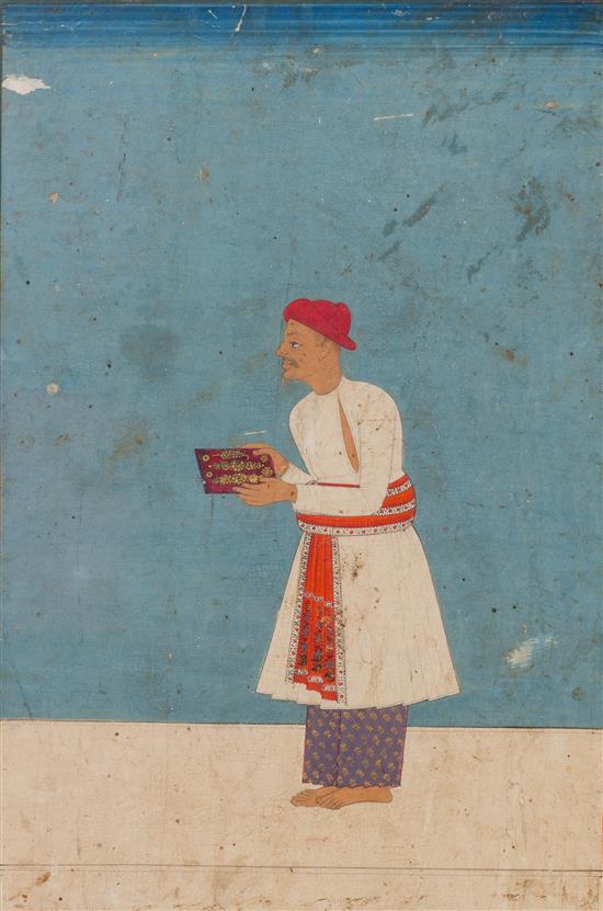 Appraisal: Sale Lot An Indian Gouache Painting depicting a man in