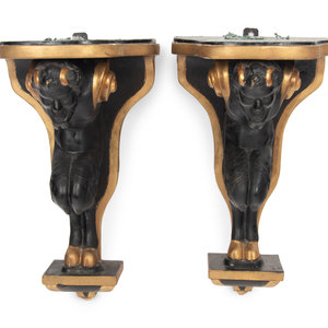 Appraisal: A Pair of Continental Ebonized and Parcel Gilt Wood Figural